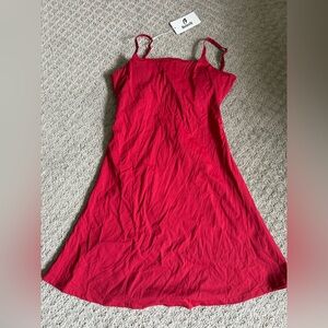 Beierli Red Athletic Spaghetti Strap Dress with Shorts